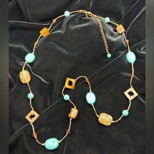 Premier Designs Turquoise and Gold Necklace